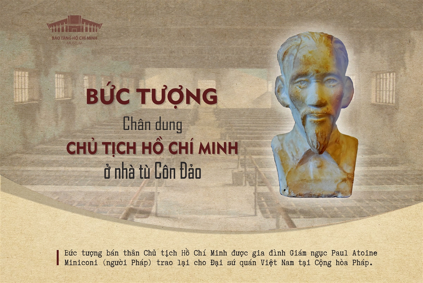 Bức tượng chân dung Chủ tịch Hồ Chí Minh ở Nhà tù Côn Đảo