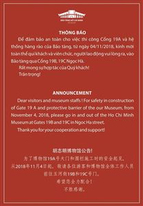 Thông báo về việc chuyển cổng ra, vào Bảo tàng Hồ Chí Minh